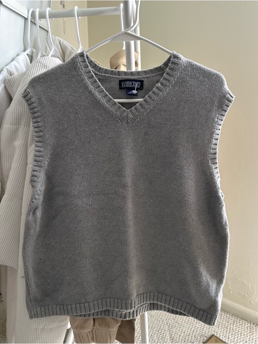 gray v neck knit sweater vest